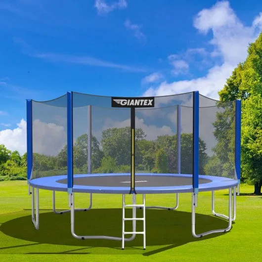 10FT Waterproof Safety Trampoline  Bounce Frame Spring Cover-Navy