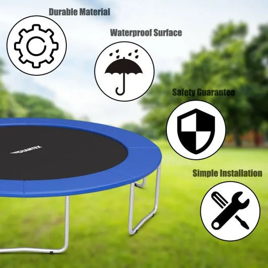 10FT Waterproof Safety Trampoline  Bounce Frame Spring Cover-Navy