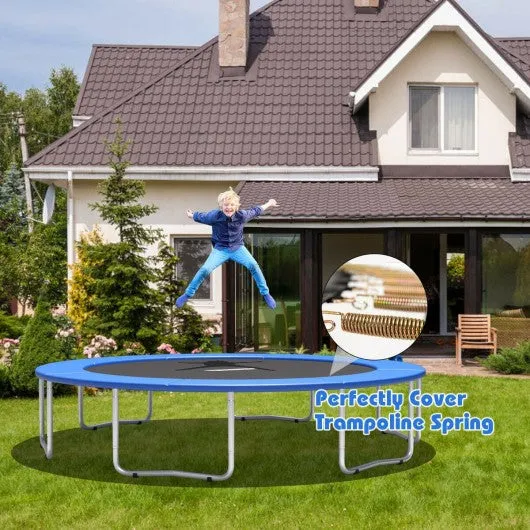 10FT Waterproof Safety Trampoline  Bounce Frame Spring Cover-Navy