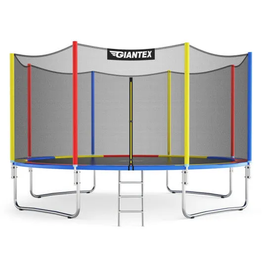 14 Feet Trampoline with Safety Enclosure Net and Ladder Outdoor for Kids Adults