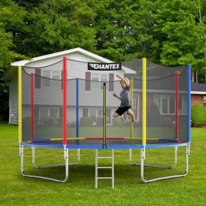 14 Feet Trampoline with Safety Enclosure Net and Ladder Outdoor for Kids Adults