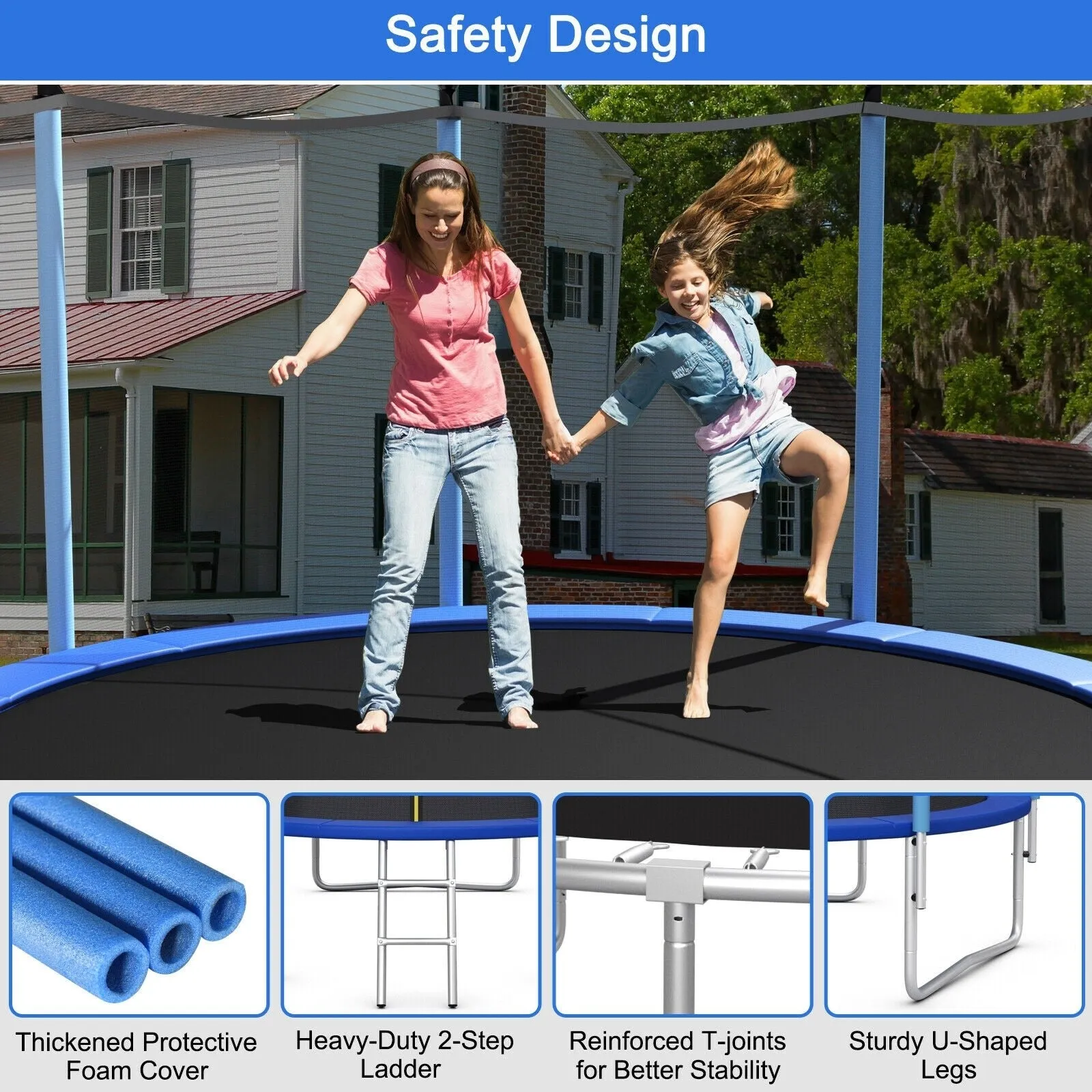 14 Foot Recreational Trampoline with Safety Net