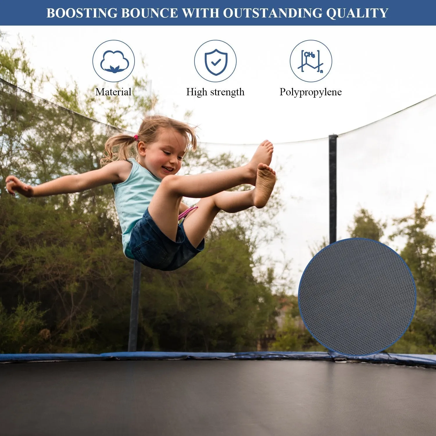 14 FT Trampoline for Kids Adults--Cutting-Edge Polypropylene Jumping Mat with Recreation Trampoline Ladder & Enclosure Safety Net Provide Bounce Outdoor or Backyards