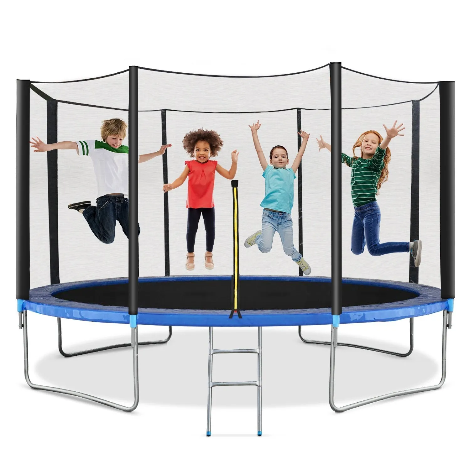 14 FT Trampoline for Kids Adults--Cutting-Edge Polypropylene Jumping Mat with Recreation Trampoline Ladder & Enclosure Safety Net Provide Bounce Outdoor or Backyards