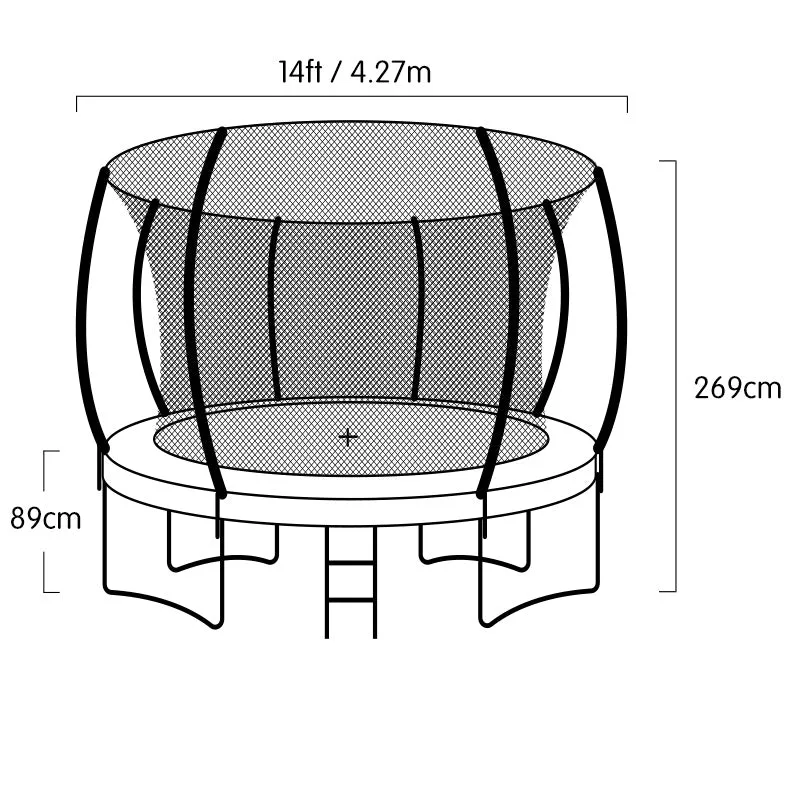 14ft Outdoor Trampoline with Safety Net, Ladder & Basketball Set - Kahuna