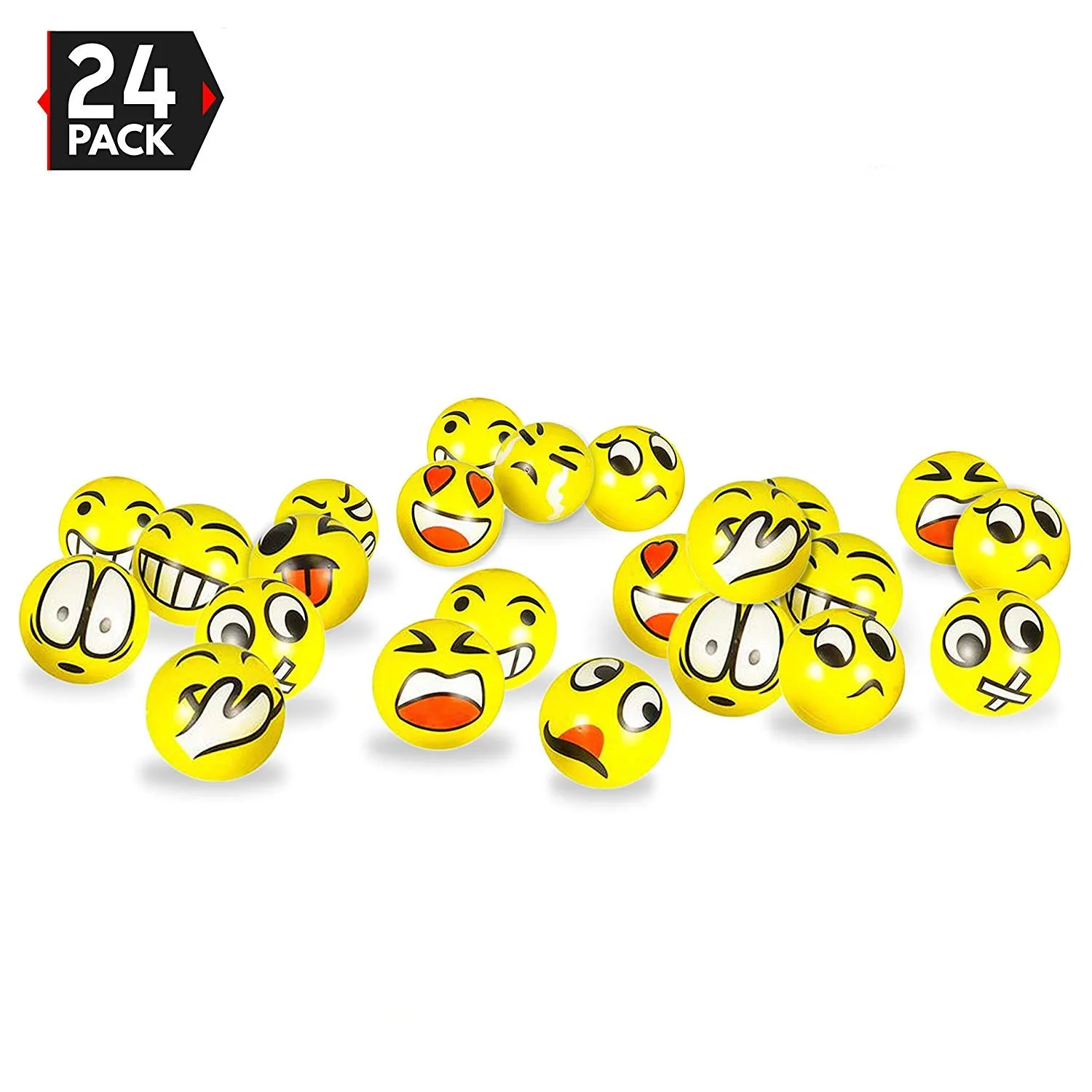 3" Party Pack Emoticon Stress Balls - Stress Reliever Party Favors, Toy Balls, Party Toys (24 pack)