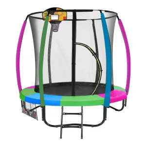 6ft Rainbow Trampoline Set, UV-Stabilised Safety Net, Heavy-Duty Steel Frame, Kahuna