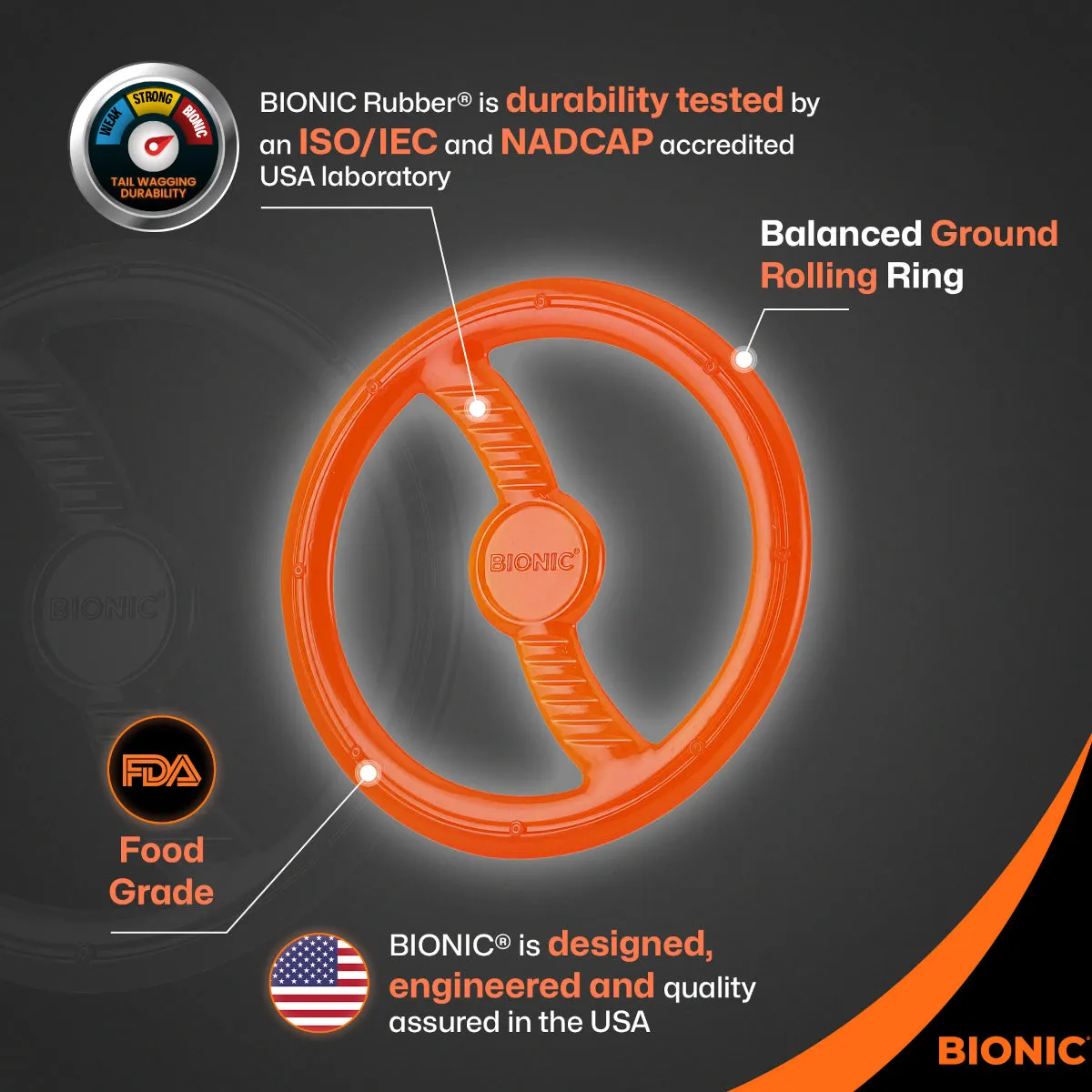 BIONIC Toss-N-Tug Ring Dog Toy