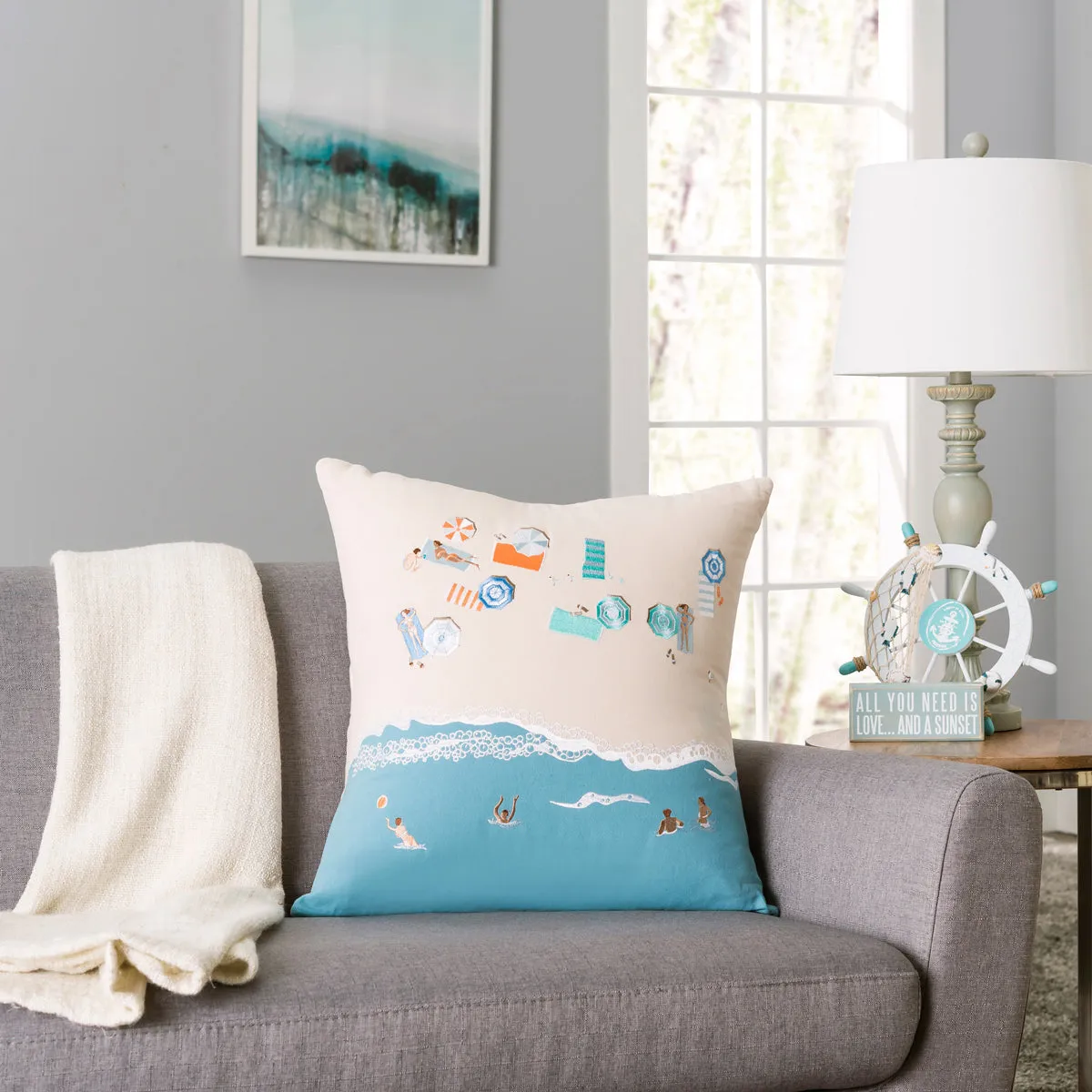 Bird's Eye Beach Scene Indoor Pillow