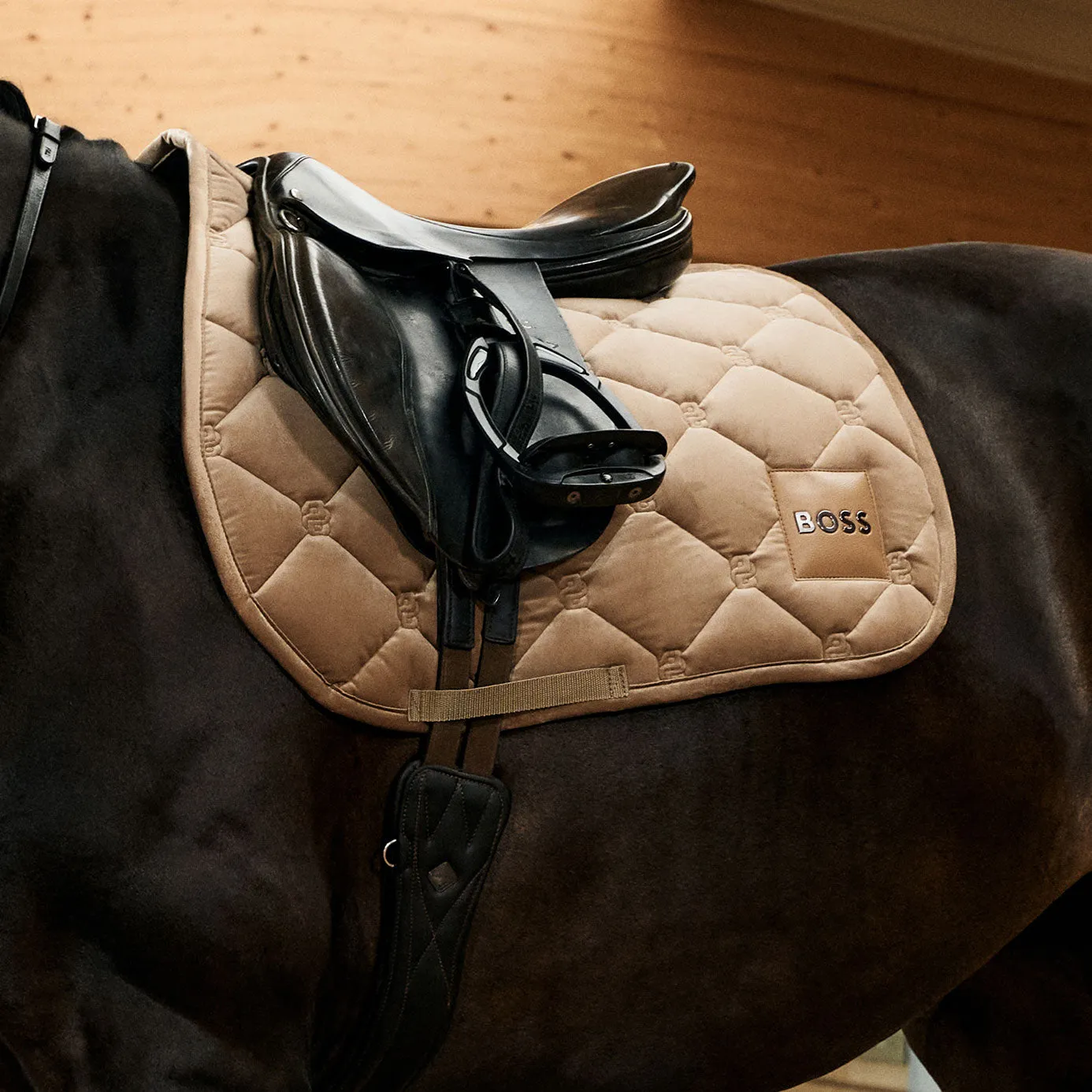 BOSS Equestrian Velvet Jumping Saddle Cloth - Camel