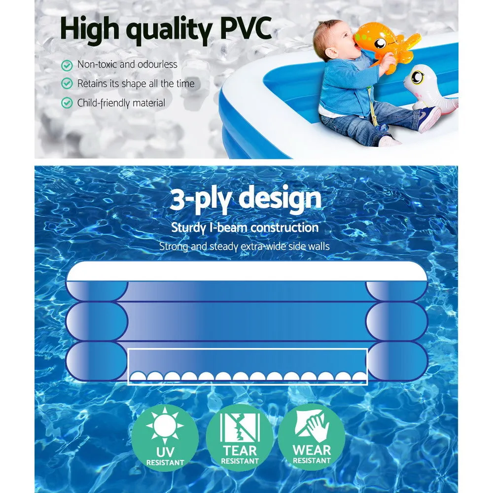 Durable Inflatable Kids Pool 305x183x56cm, 1161L, Bestway