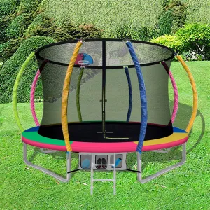 Everfit 10FT Trampoline Round Trampolines With Basketball Hoop Kids Present Gift Enclosure Safety Net Pad Outdoor Orange