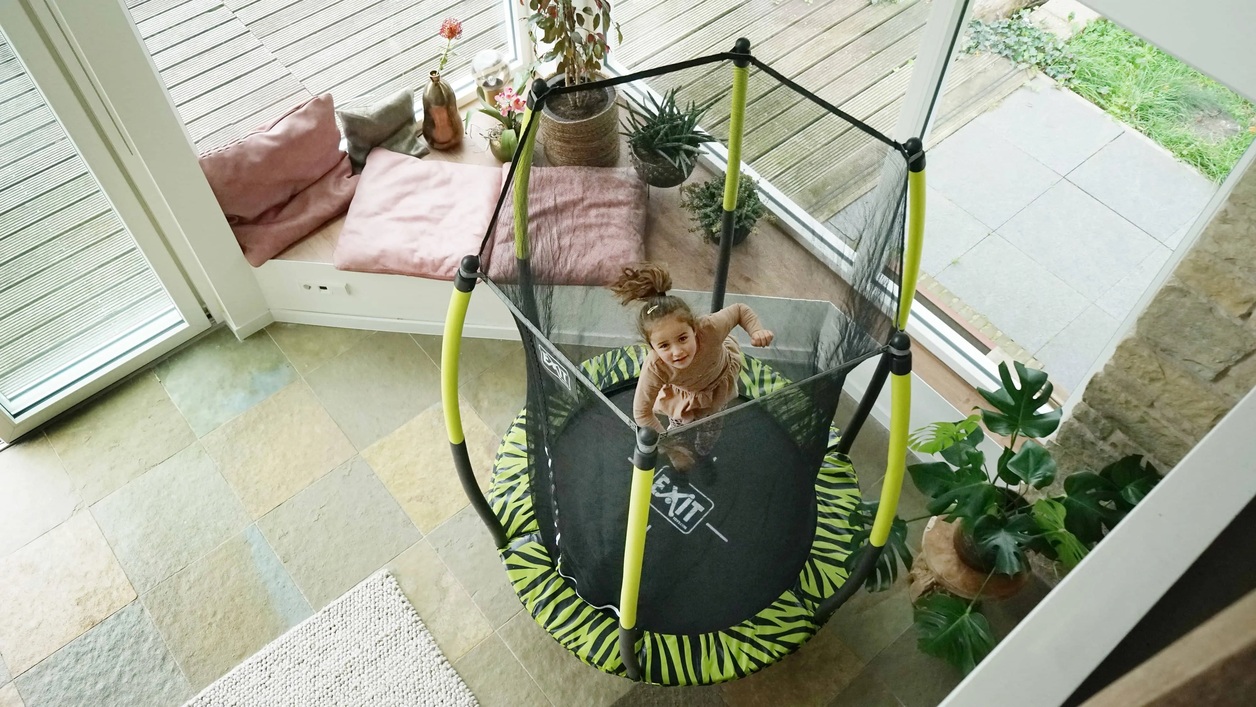 Exit Tiggy Junior Trampoline With Safety Net Ø140cm Black- Grey/Green