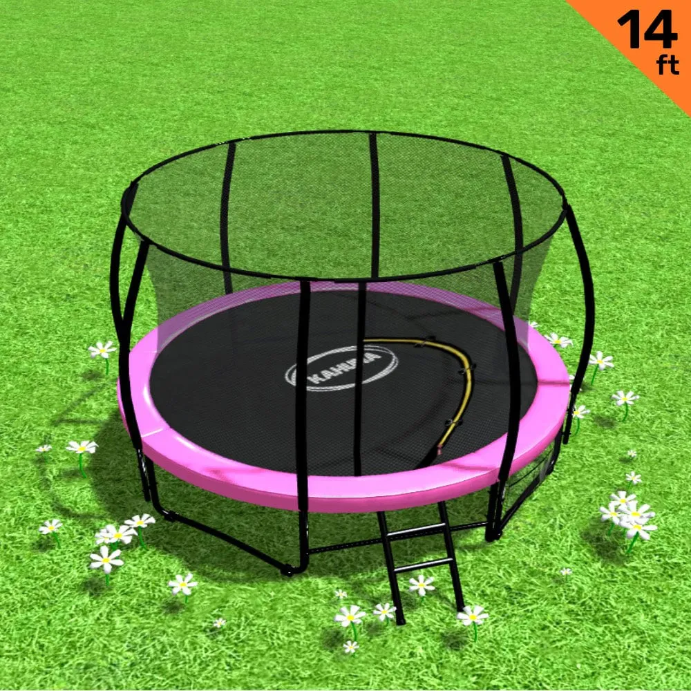 Heavy Duty 14ft Trampoline with Safety Net, Ladder & Mat - Kahuna