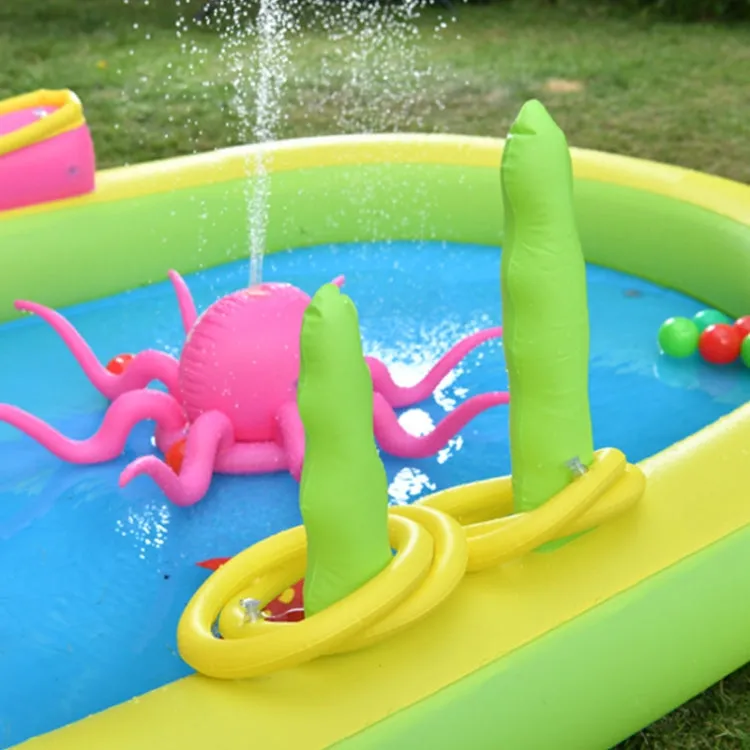 Home Large Cartoon Animal Drama Pool Water Spray Inflatable Swimming Pool Slide Pool( Dinosaur)