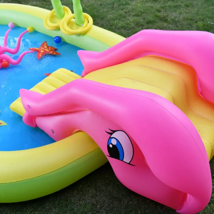 Home Large Cartoon Animal Drama Pool Water Spray Inflatable Swimming Pool Slide Pool( Dinosaur)