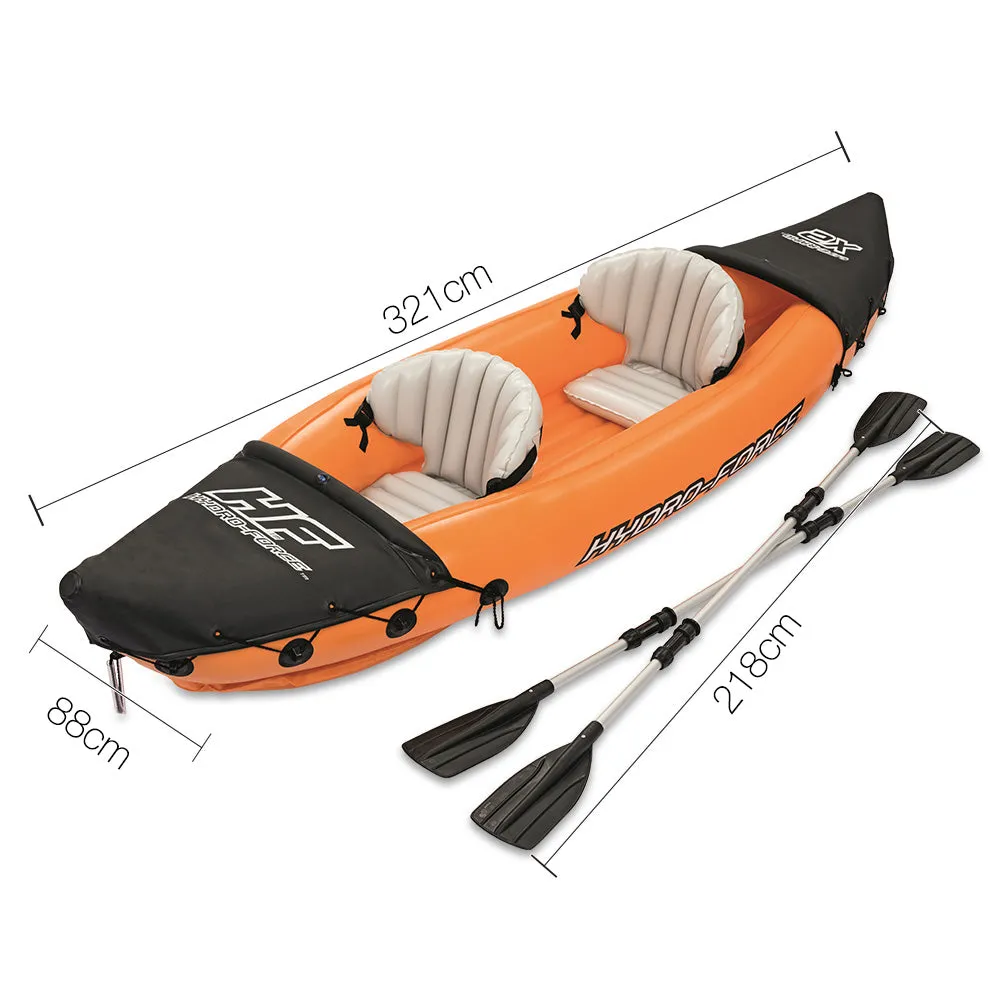 Inflatable Hydro Force Kayak Canoe Water Raft 2 Person Aluminium Oar