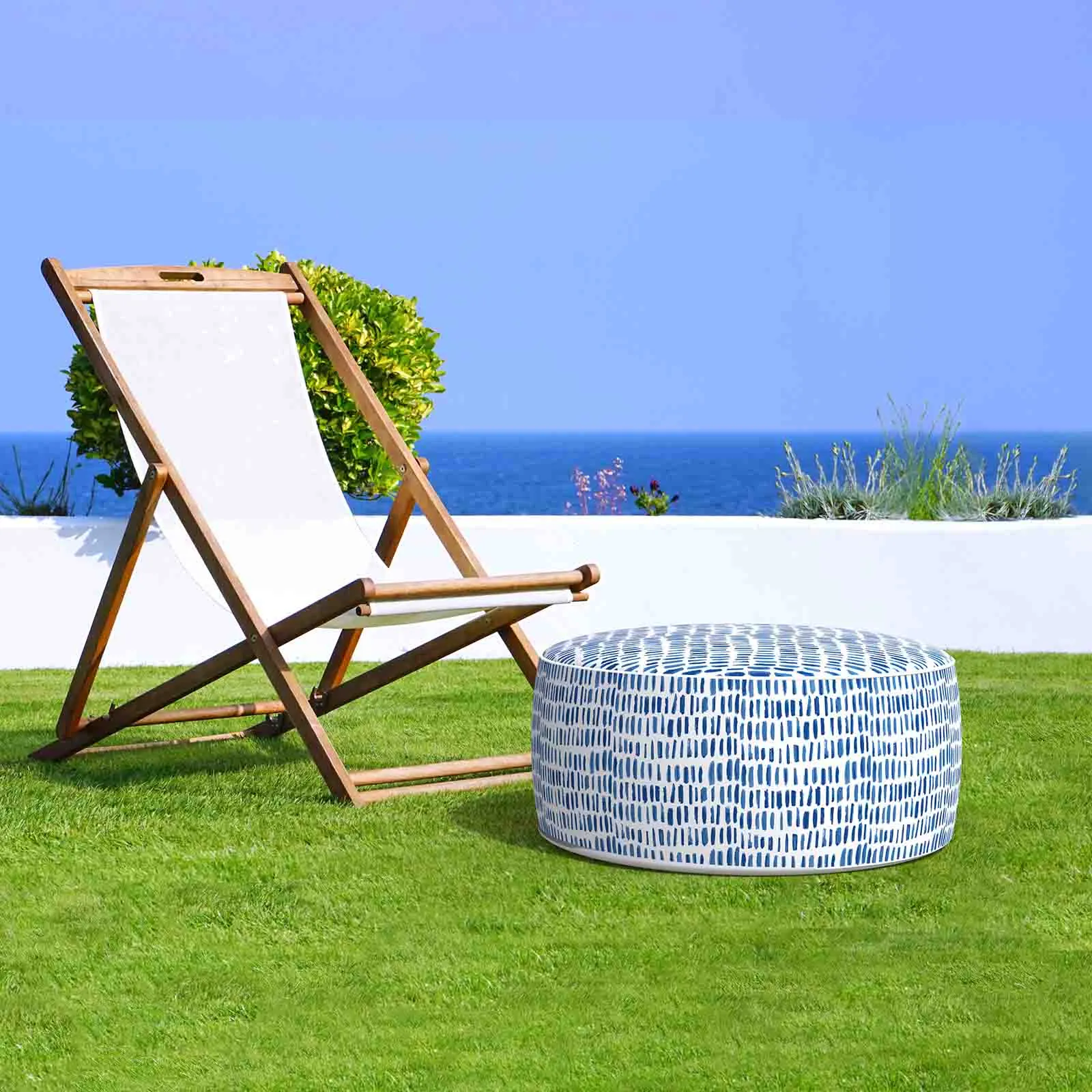 Inflatable Ottoman Blue Pebble LVTXIII Outdoor