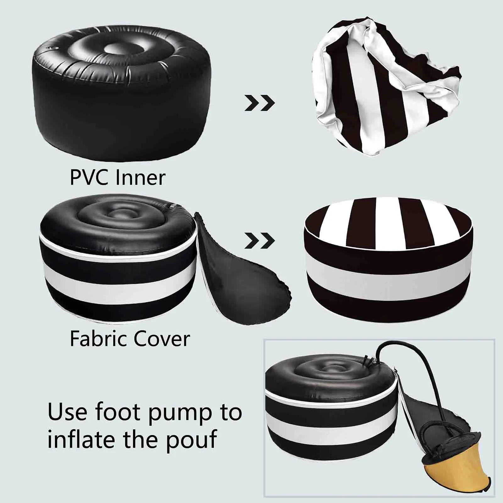 Inflatable Ottoman Cabana Black LVTXIII Outdoor