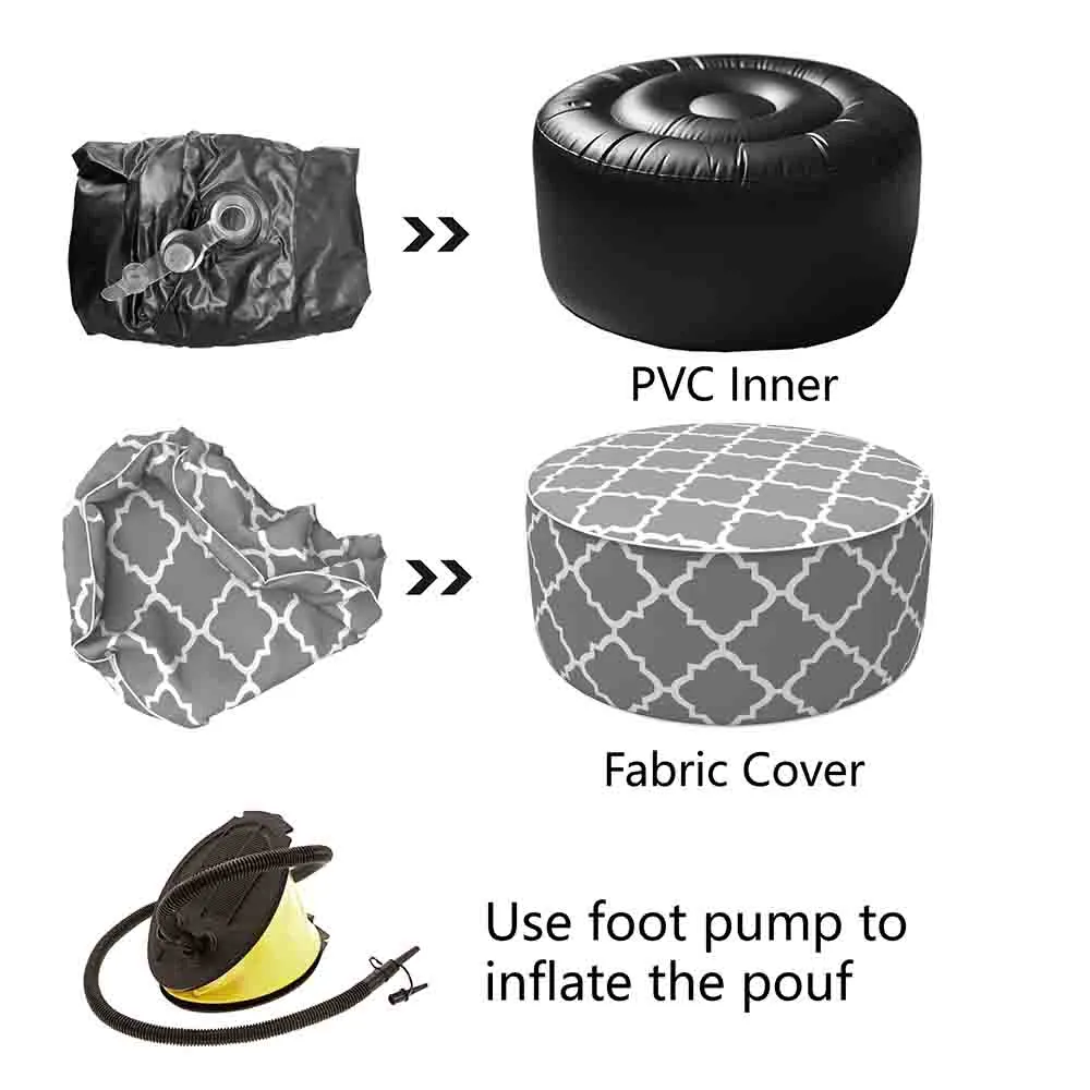 Inflatable Ottoman Geomentry Grey LVTXIII Outdoor