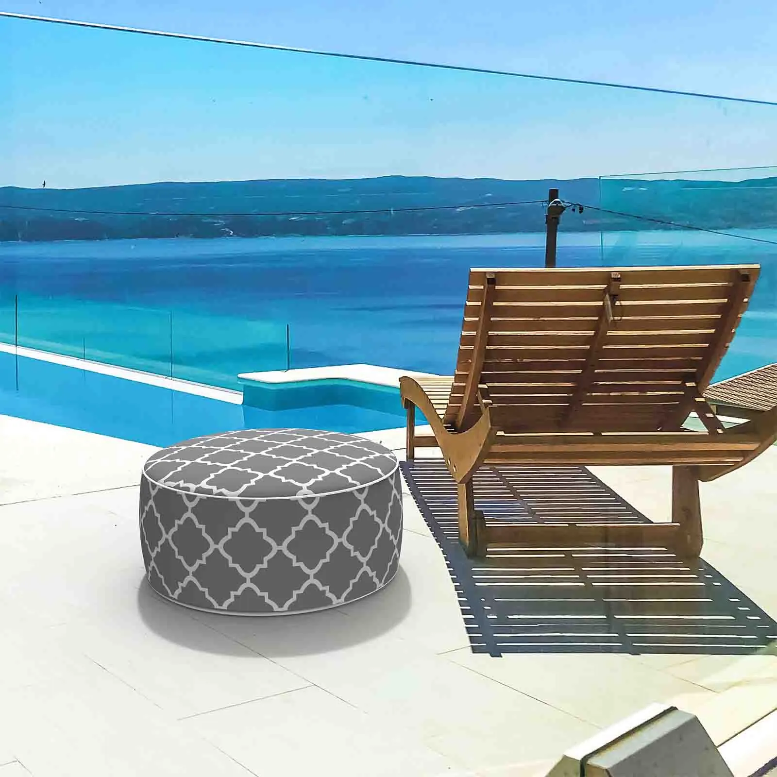 Inflatable Ottoman Geomentry Grey LVTXIII Outdoor