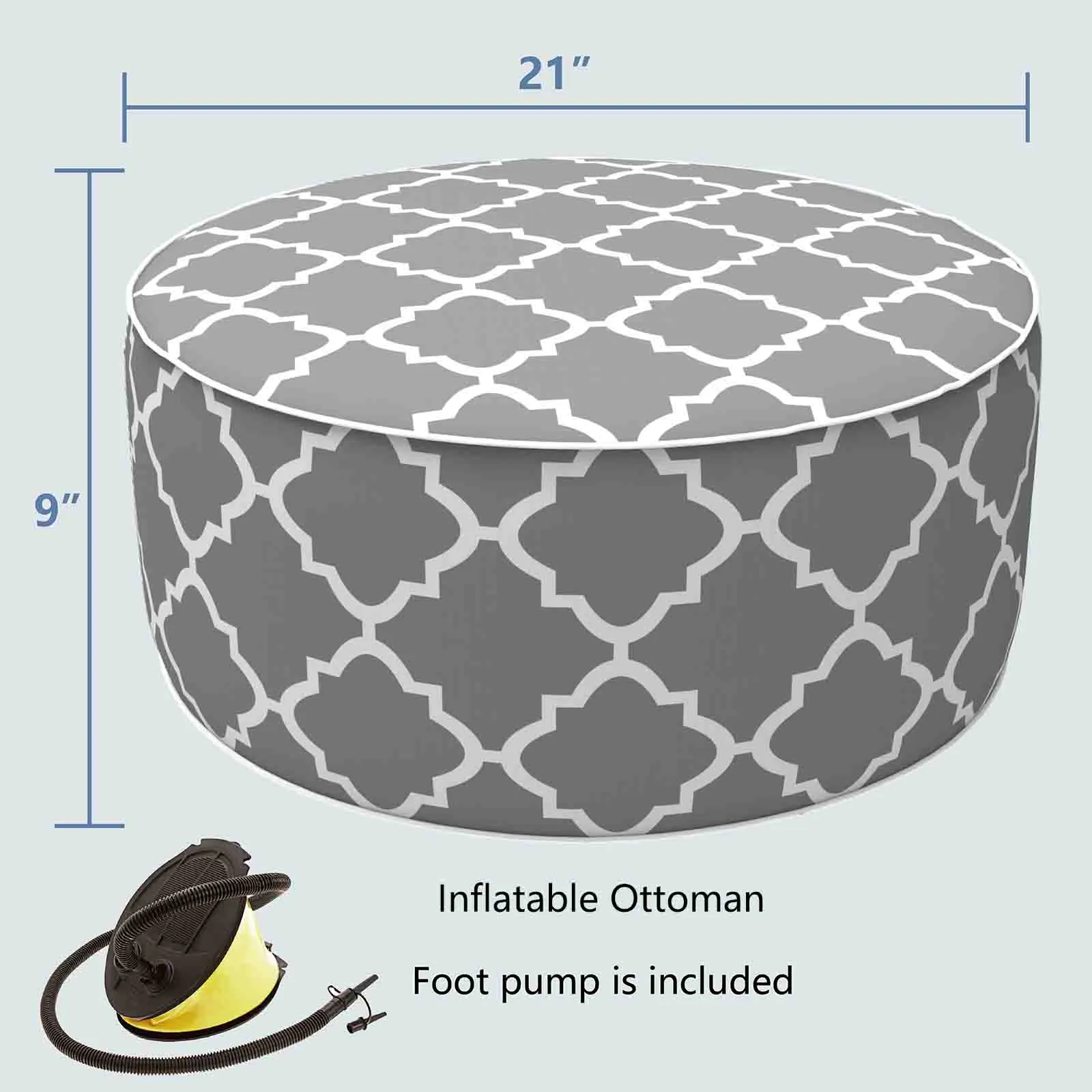 Inflatable Ottoman Geomentry Grey LVTXIII Outdoor