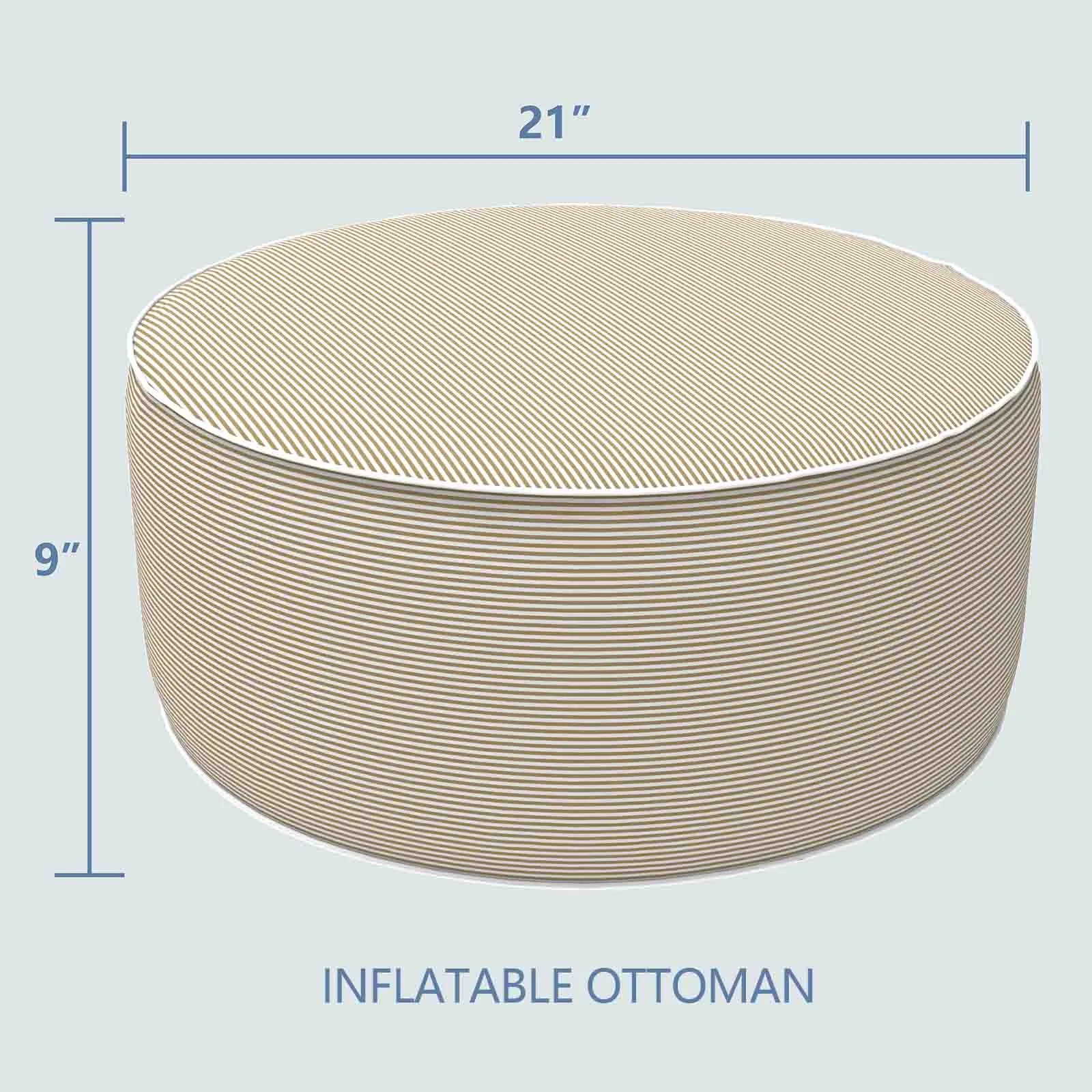 Inflatable Ottoman Stripe Beige LVTXIII Outdoor