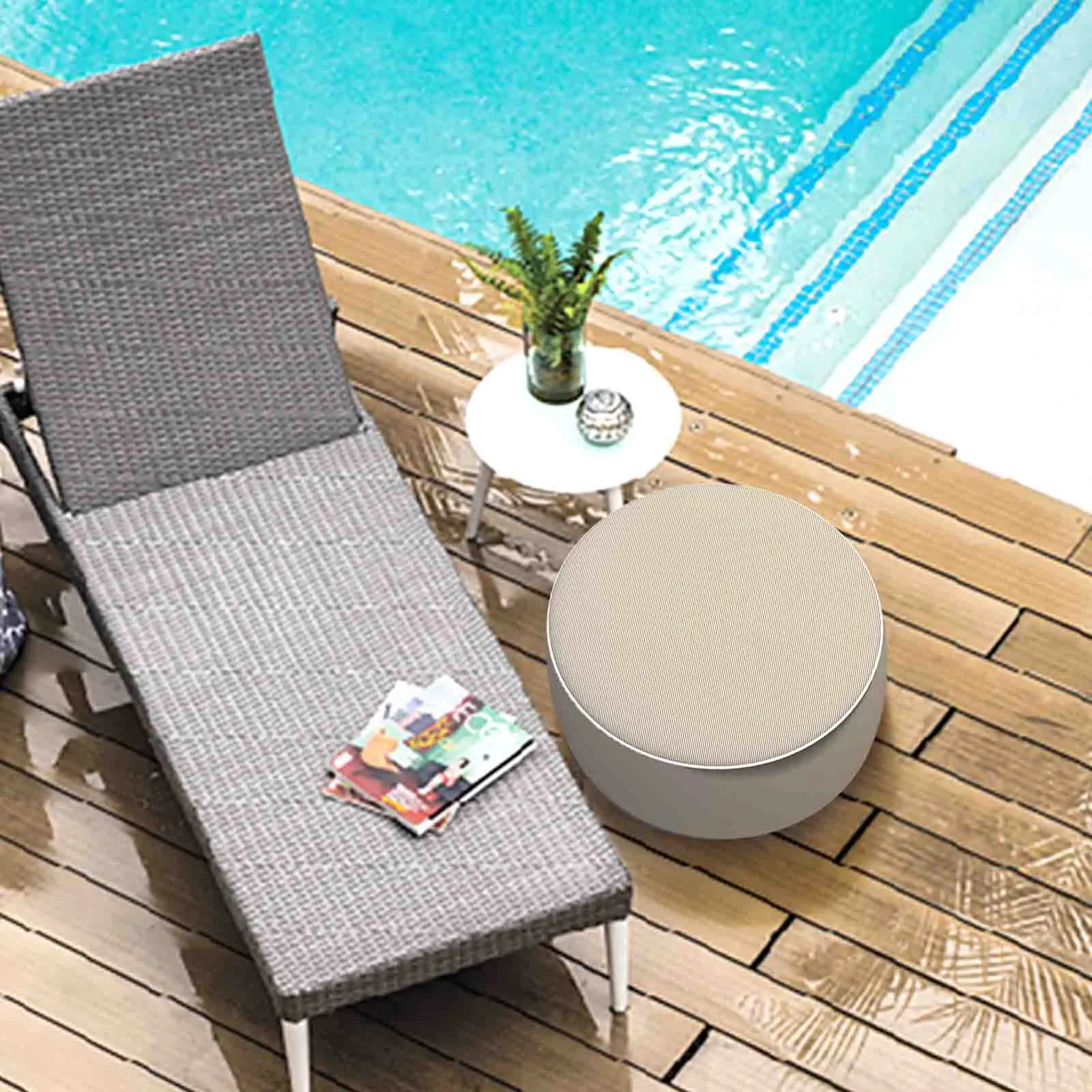 Inflatable Ottoman Stripe Beige LVTXIII Outdoor