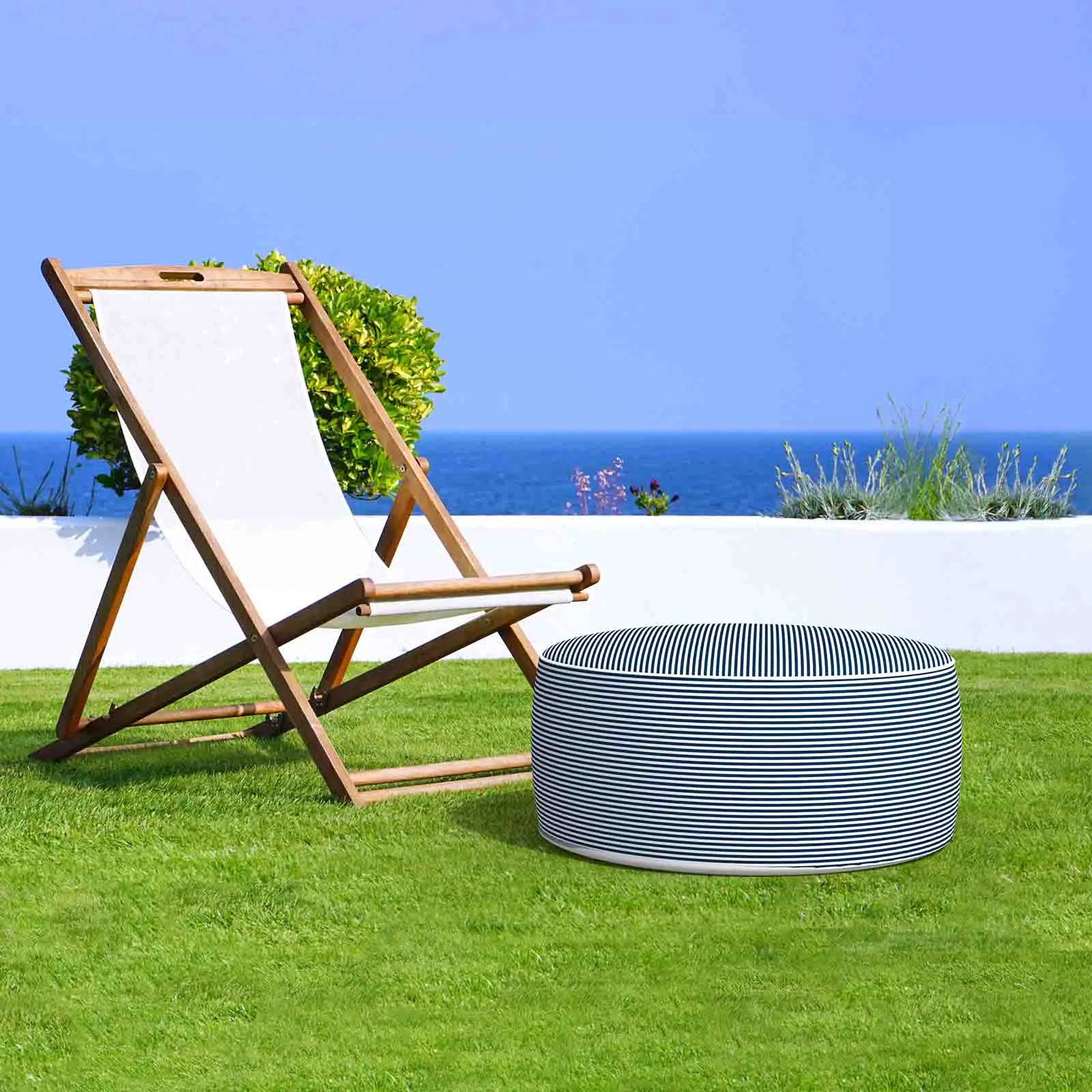 Inflatable Ottoman Stripe Navy LVTXIII Outdoor