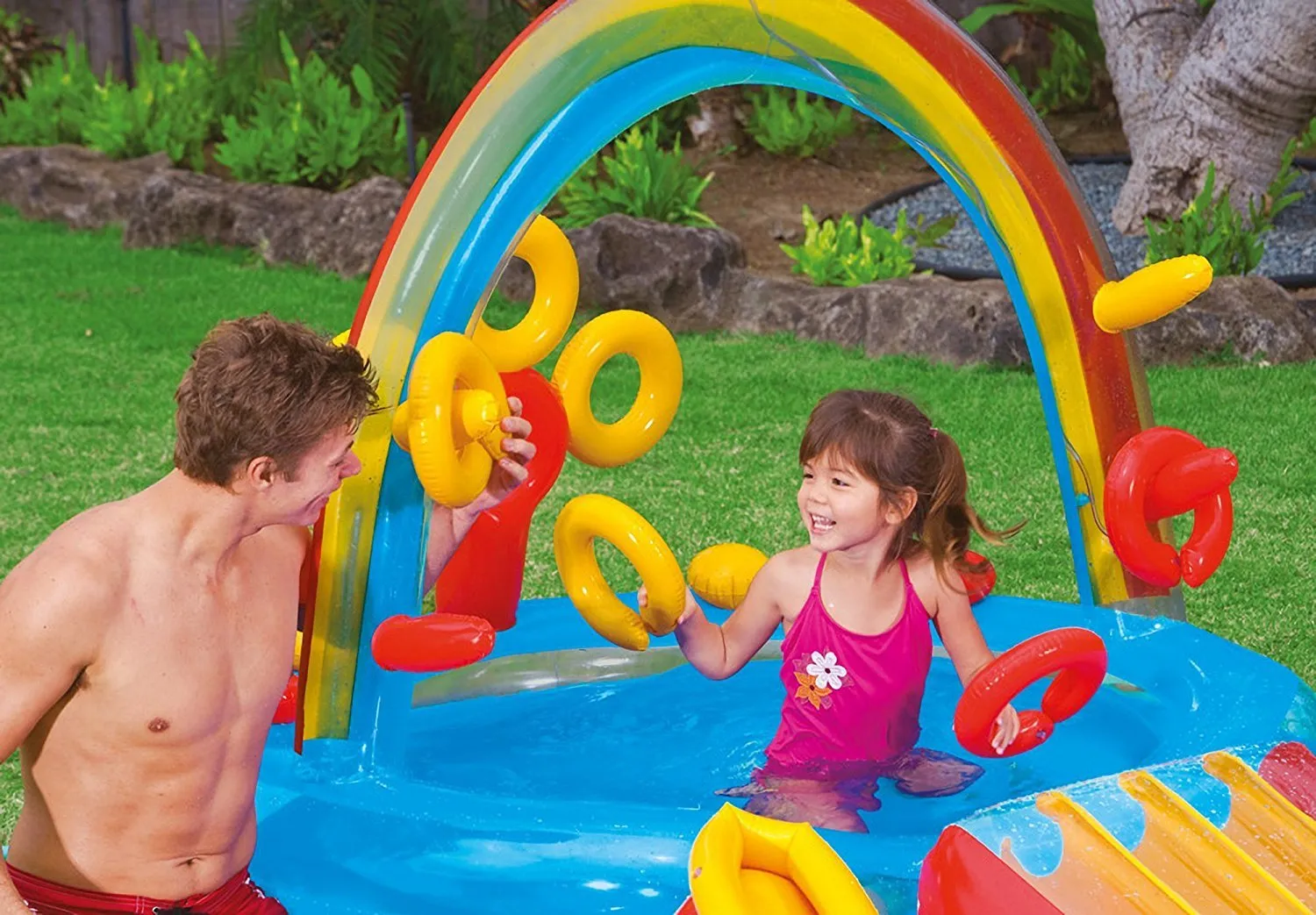 Intex Rainbow Ring Inflatable Play Center, 117&quot; X 76&quot; X 53&quot;, for Ages 2 