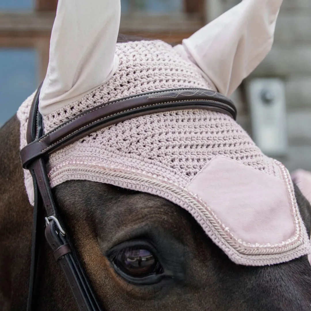 Kentucky Horsewear Wellington Velvet Pearls Fly Veil - Soft Rose