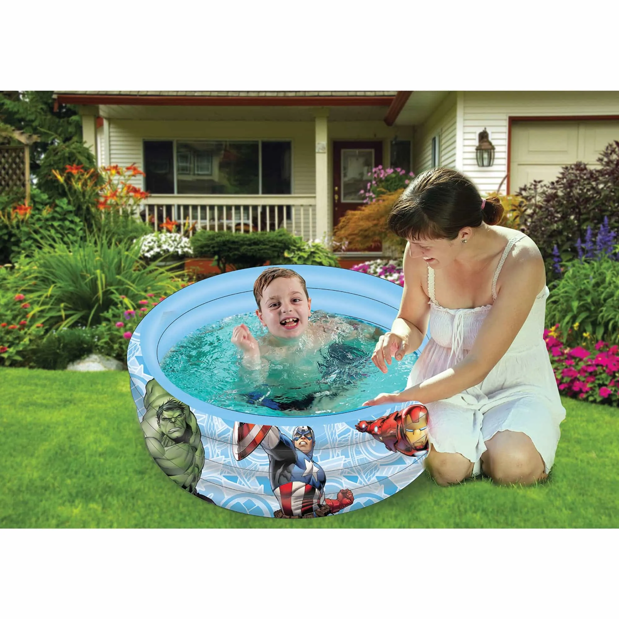 Marvel Avengers Inflatable Swimming Pool for Kids, 3 Rings Kiddie Pool for Toddlers Infant Baby for Backyard Indoor Outdoor Pool Party Games || 3-8 Years