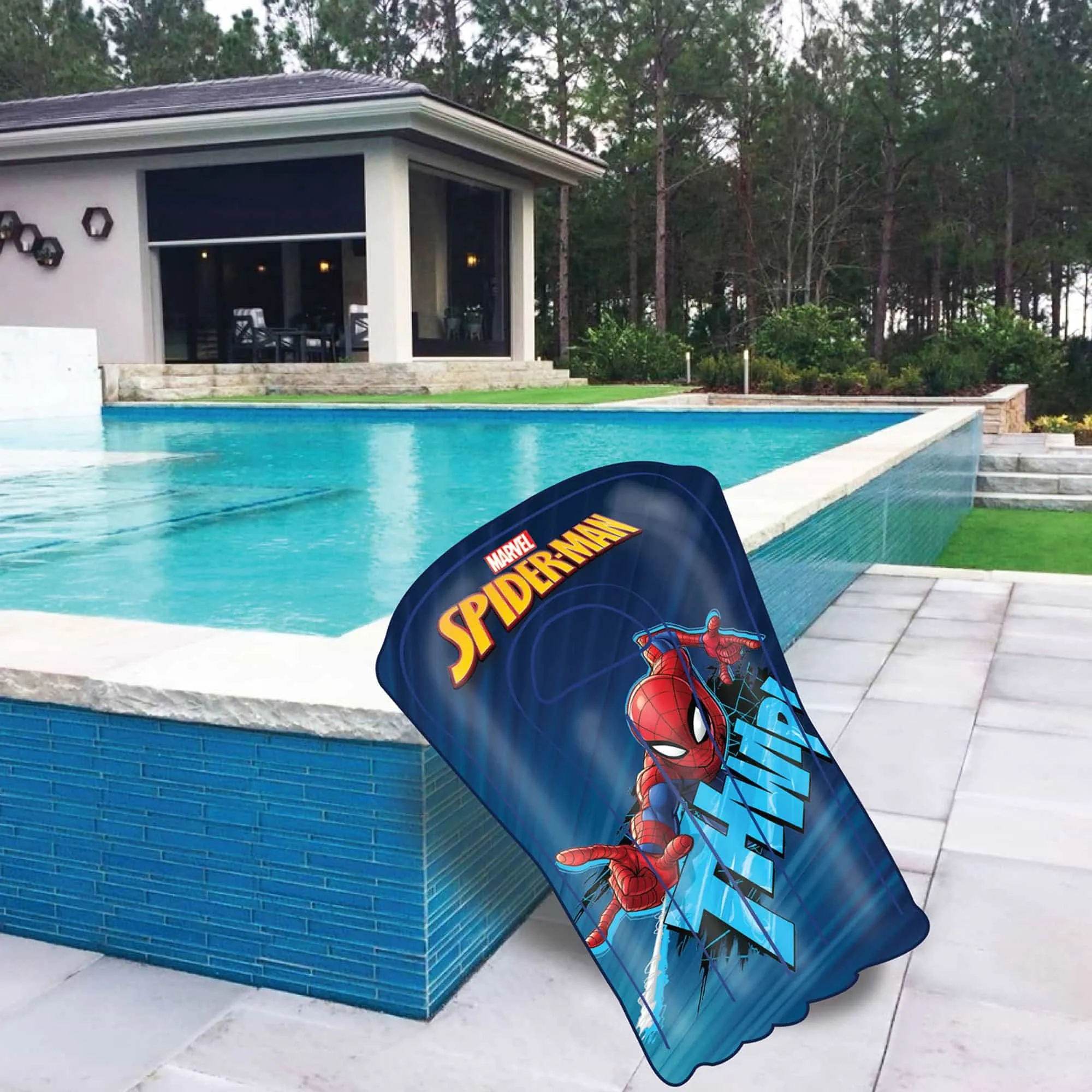 Marvel Spiderman Inflatable Surf Board, Lightweight Portable Boogie Boards with Handles Soft Surfboards for Learning to Swim, Pool Floating, Swimming Floats (Official Marvel Products)