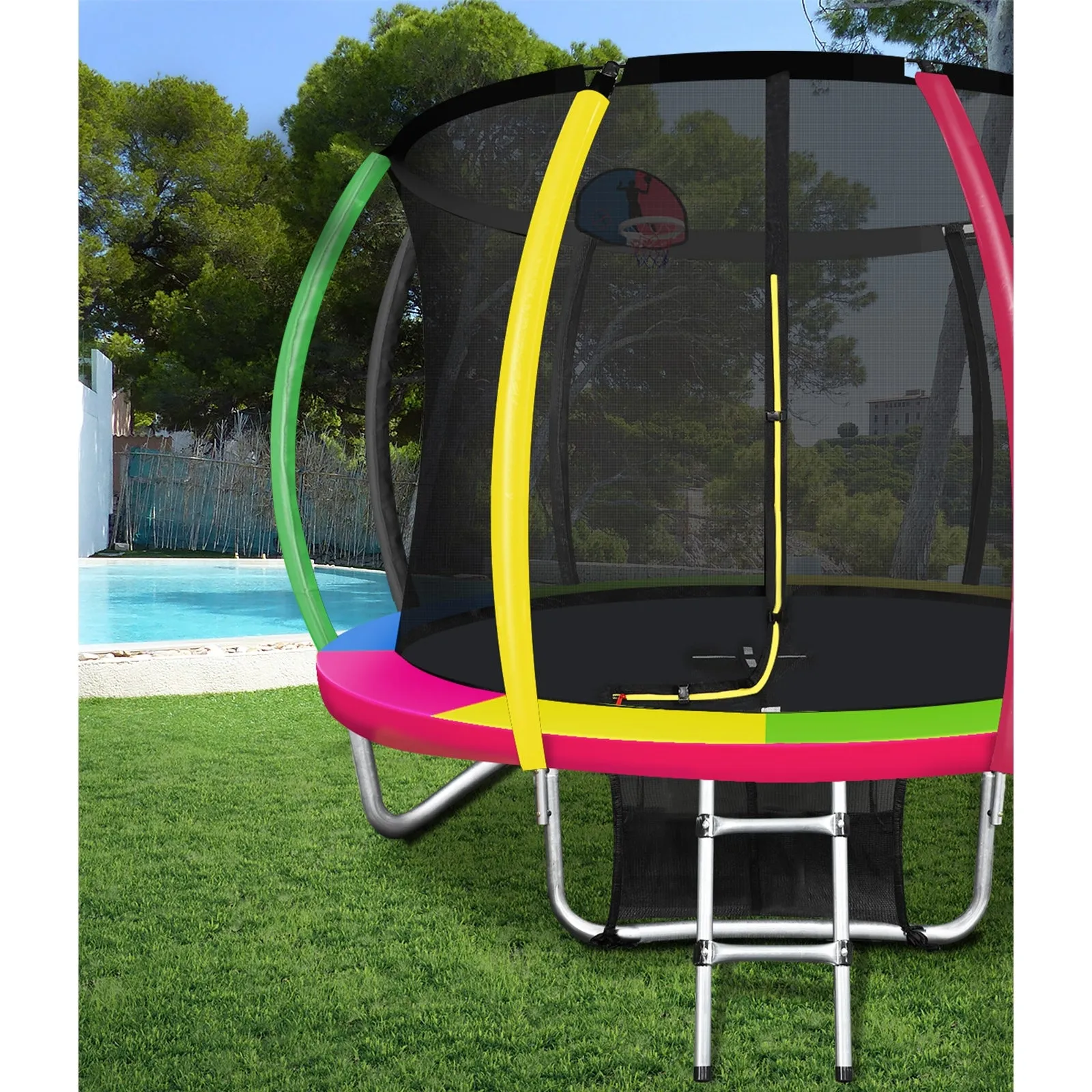 Mazam 10FT Trampoline Round Trampolines Kids Enclosure Safety Net Pad Outdoor