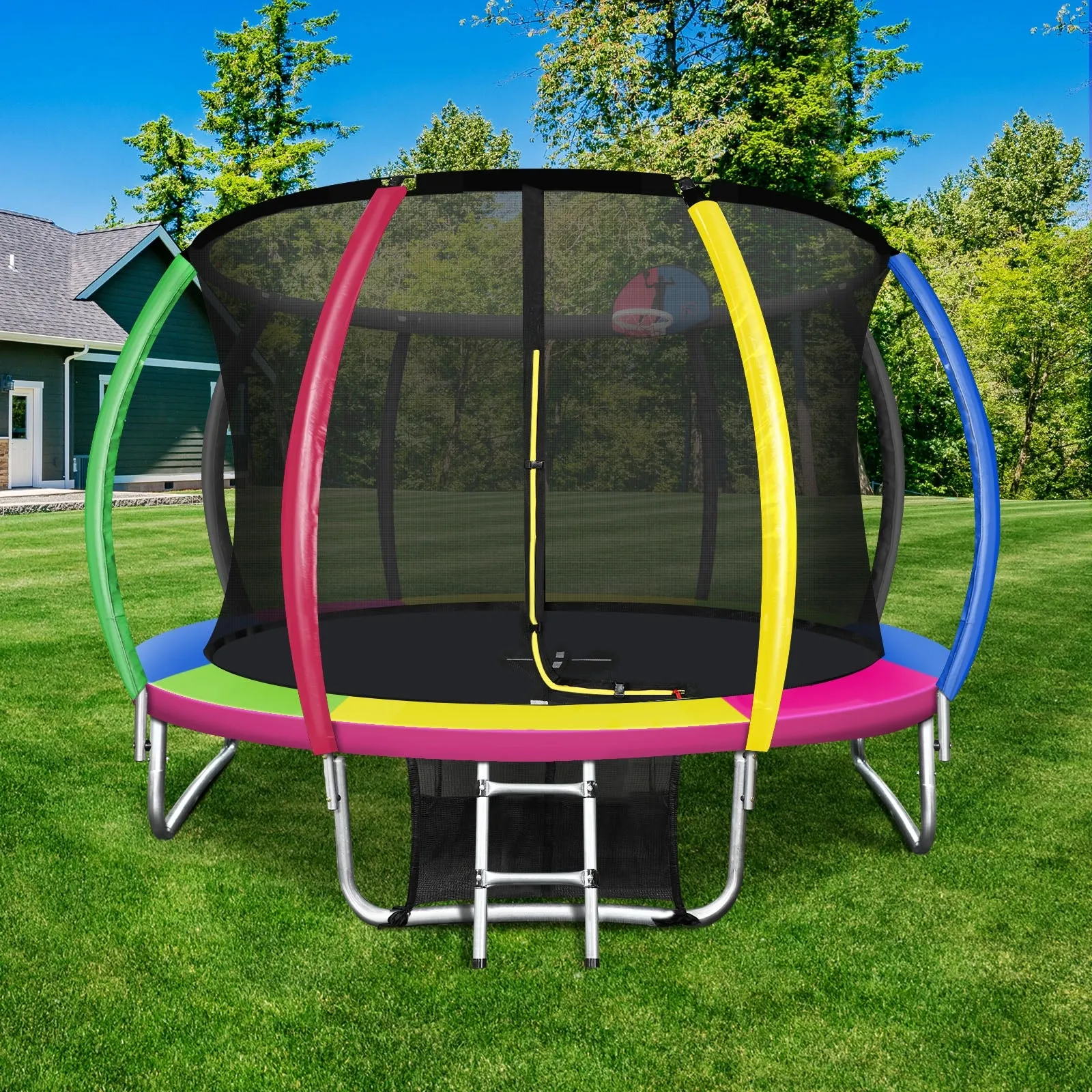 Mazam 10FT Trampoline Round Trampolines Kids Enclosure Safety Net Pad Outdoor