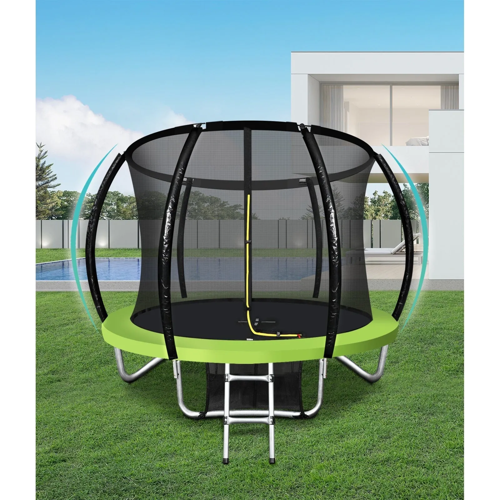 Mazam 8FT Trampoline Round Trampolines Kids Enclosure Safety Net Outdoor Indoor