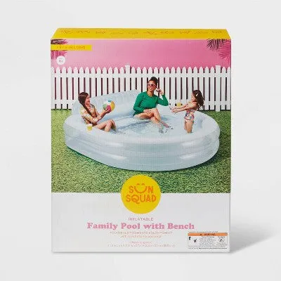 Open Box - Kids' Family Inflatable Pool with Bench Blue - Sun Squad