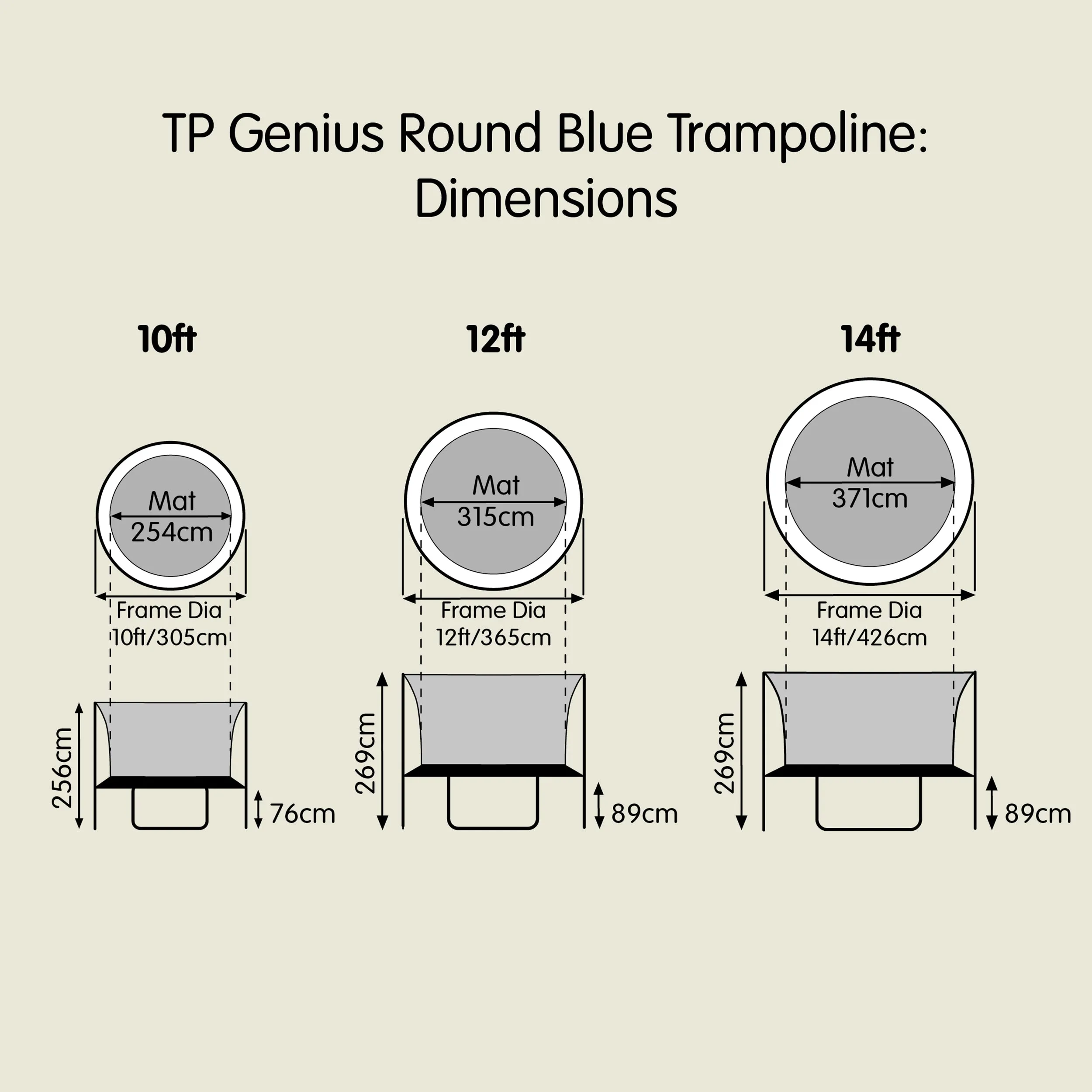 TP Genius® 12ft Round Trampoline